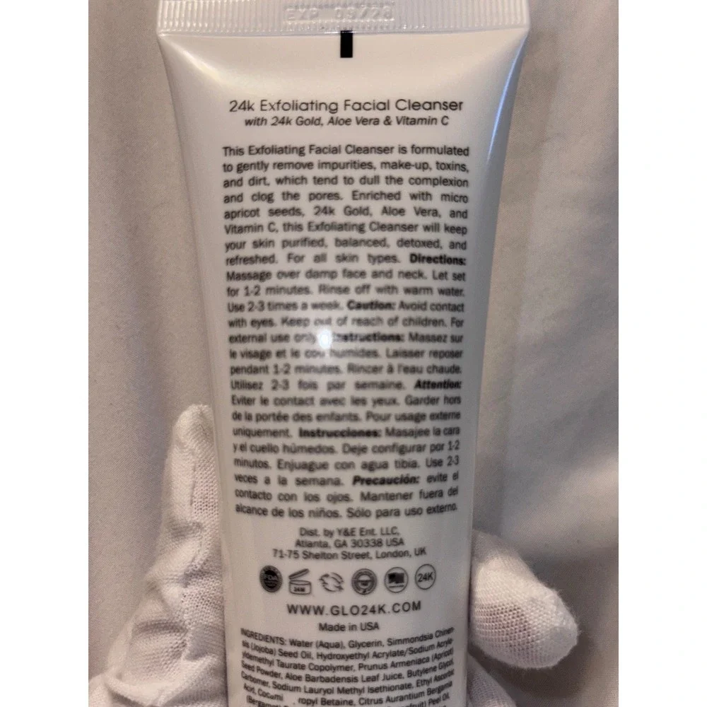 GLO24K 24k Exfoliating Facial Cleanser with Gold Aloe Vera & Vitamin C‎ 4oz NWOT
